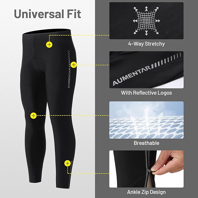 Men's Cycling Shorts, Padded Bicycle Riding Pants Bike Shorts Biking Clothes Cycle Wear Tights