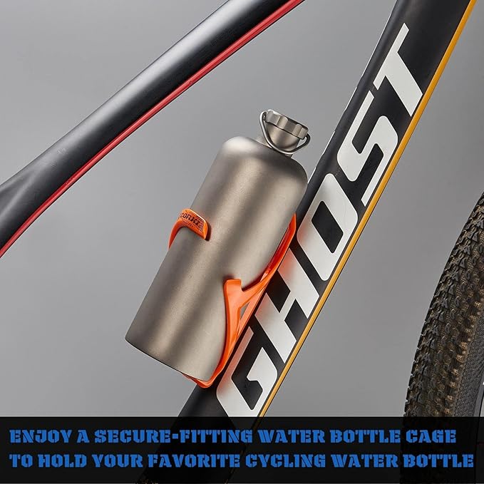 corki Cycles Bike Water Bottle Holder Right Side Load Water Bottle Cage for Road, MTB, Gravel Bicycle Vibrant Orange 2 Pack
