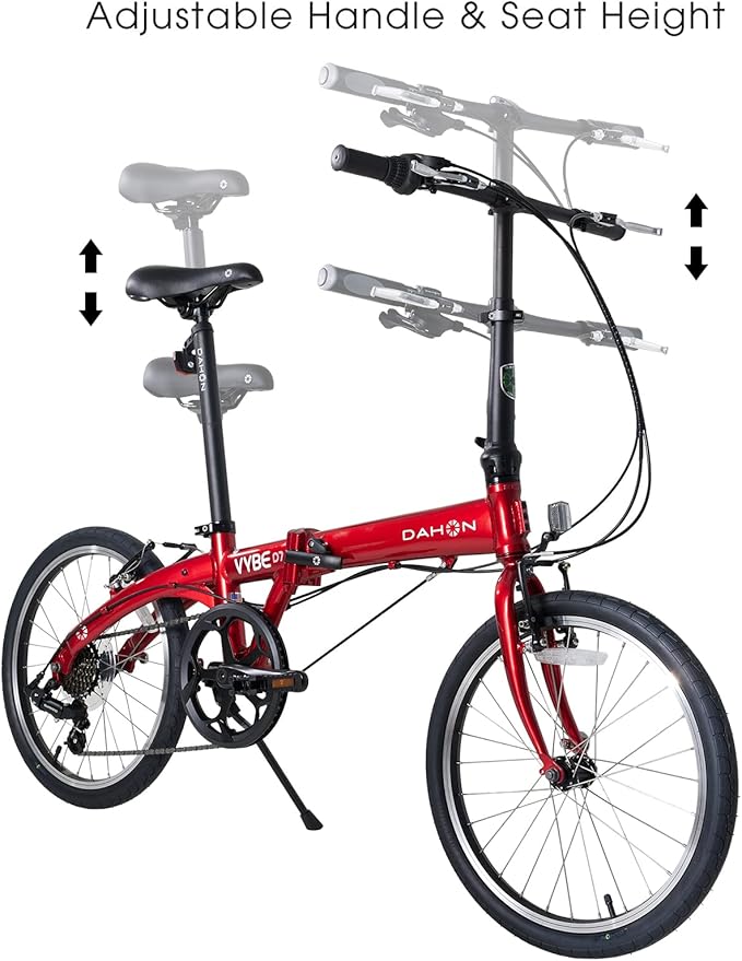 Dahon VYBE D7 Folding Bike, Lightweight Aluminum Frame; 7-Speed Shimano Gears; 20” Foldable Bicycle for Adults