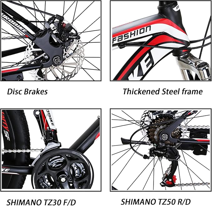 EUROBIKE Mountain Bike,21 Speed with Suspension Fork, 27.5 inch Hardtail Mountain Bike for Youth/Men Womens Bike Disc Brakes Bicycle for Adults…