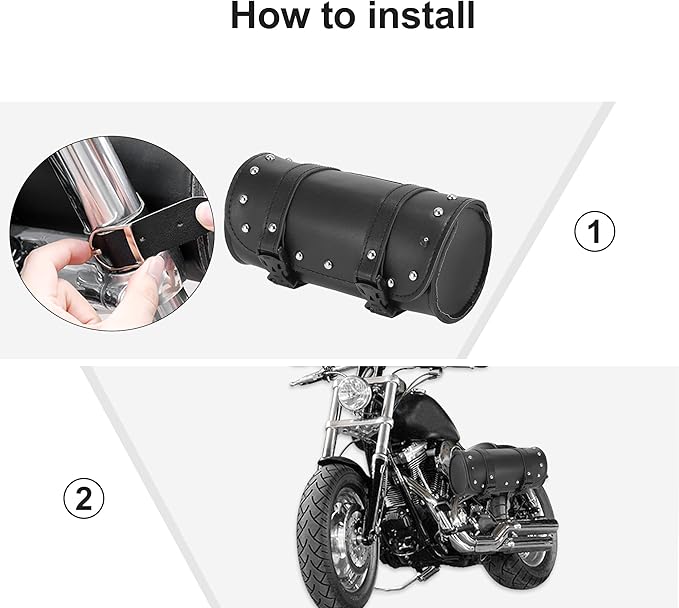 Motoforti Universal Motorcycle Fork Handlebar Tool Bag Cycling Storage Pouch Bag Waterproof Faux Leather Black