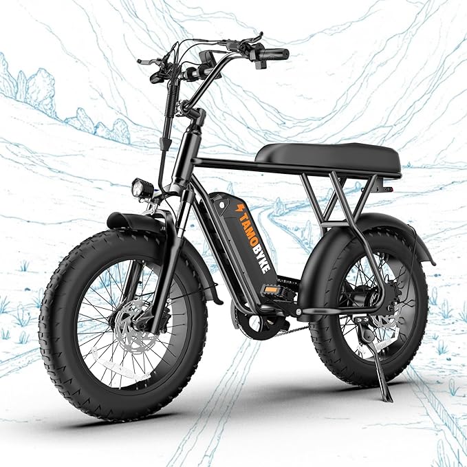 T63 Multi-Color Electric Bike for Adults & Teens, 1000W Peak Motor, 20MPH 468Wh Remove Battery,20"x4"Fat Tire Ebike, Moped Style Comfortable Electric Bikes,Long Seat E Bikes for All-Terrain