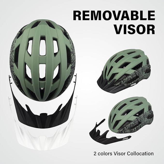 Youth Adult Road Bike Helmet, Men Women Adjustable Mountain Bicycle Helmet with Detachable Visor, 2 Sizes for Age 8-14+ Youth, Kids, Adult