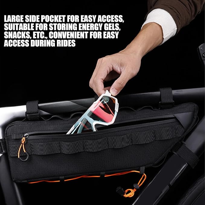 Bike Pouch Waterproof Top Tube Bag - Cycling Storage Organizer | Polyester Bicycle Frame Bag for Mountain Road Bikes Hiking Commuting Outdoor Adventure Gear Holder