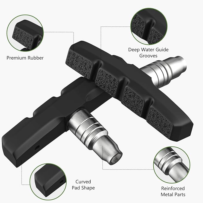 Bike Brake Pads, 70mm Universal V Brake Pads, 4PCS Mountain Bike Brake Pads Set with Allen Wrench, Compatible with Cruiser Road BMX Hybrid Folding Bikes, Bicycle Brakes Replacement