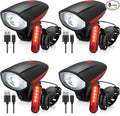 Hanaive 4 Sets Bright LED Bike Light Set USB Rechargeable Bicycle Front Headlight Back Taillight Waterproof Bicycle Light Cycling Accessories for Men Women Night Road Mountain Riding