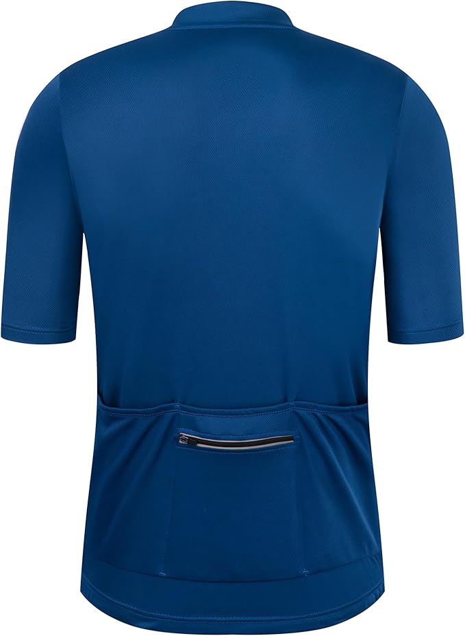 Men's Cycling Jersey Short Sleeves Bike Jersey 1/3 Zipper Solid Color Club Fit, Biking Cycling Shirt Zipper Pocket