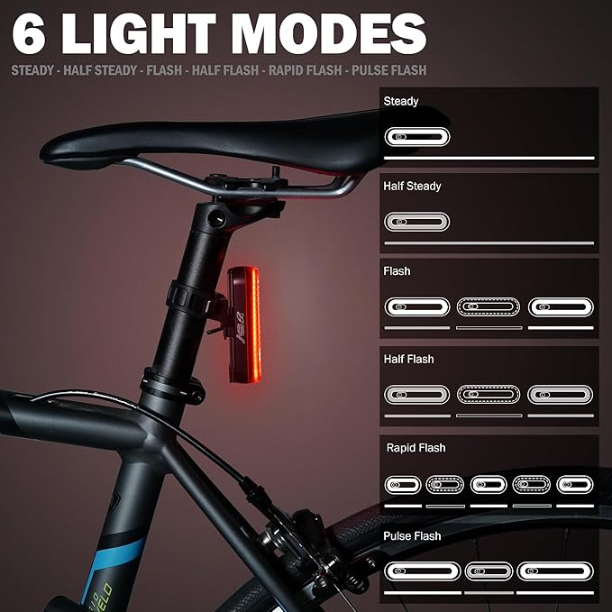 BV Bike Lights for Night Riding LED Bike Tail Light - Bicycle Light Battery-Powered/Rechargeable - Rear Bike Light Weather Resistant - Visible Up to 1500ft Bicycle Tail Light LED Bike Light