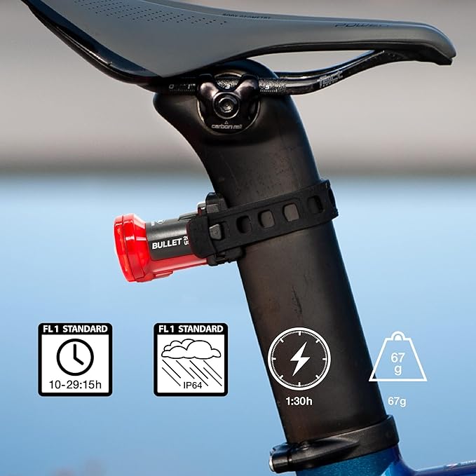 NiteRider Bullet 200 Bike Tail Light USB Rechargeable Powerful LED Rear Light Daylight Visible Easy to Install Road City Commuting Cycling Safety Flash 200 Lumens Day + Night Riding Bicycle Visibility