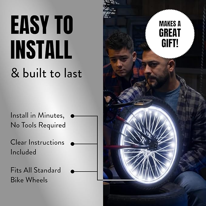 Activ Life 2-Tire Pack LED Bike Wheel Lights with Batteries Included, Get 100% Brighter and Visible from All Angles for Ultimate Safety and Style