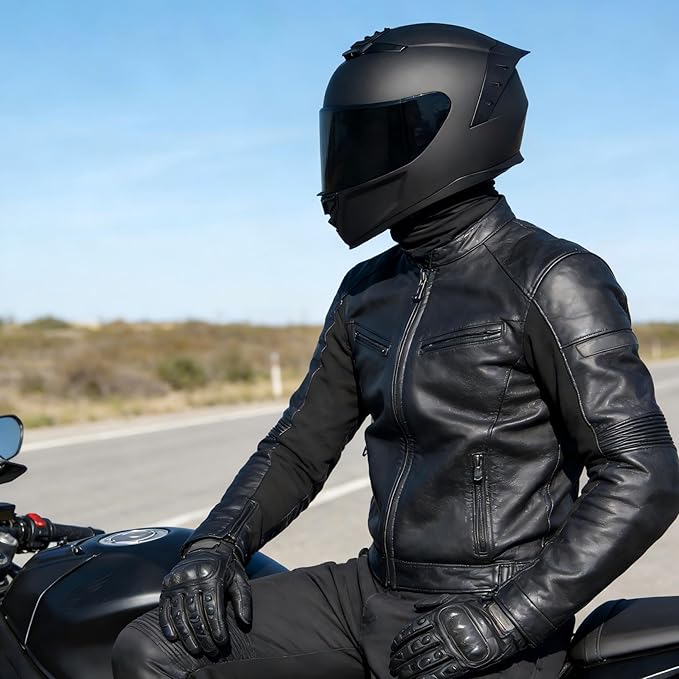 Full Face Motorcycle Helmet,Helmets for Adults Motorcycle, MG611 Motorbike Racing Street Bike Helmets with Black Visor for Men Women,DOT Approved (Matte Black-B+ Mask, XL)