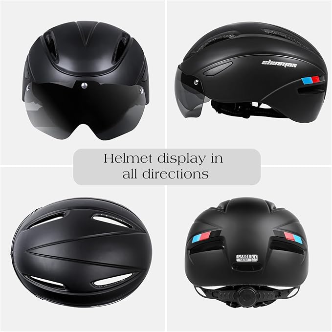Shinmax Bike Helmet for Men Women, Bicycle Helmet with Detachable Magnetic Goggles Adjustable for Adult Road Biking Mountain Cycling Helmet