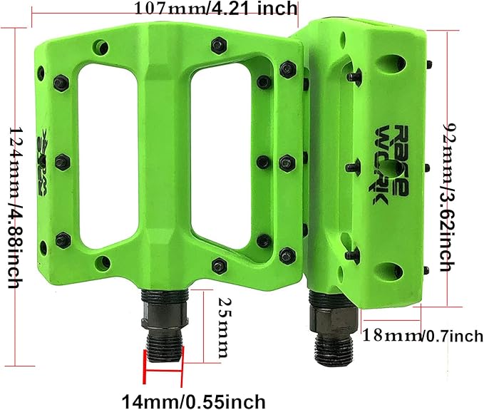 Mountain Bike Pedals Nylon Fiber MTB Pedals for Mountain and Road Bikes Flat Platform Bicycle Pedal for BMX MTB 9/16"