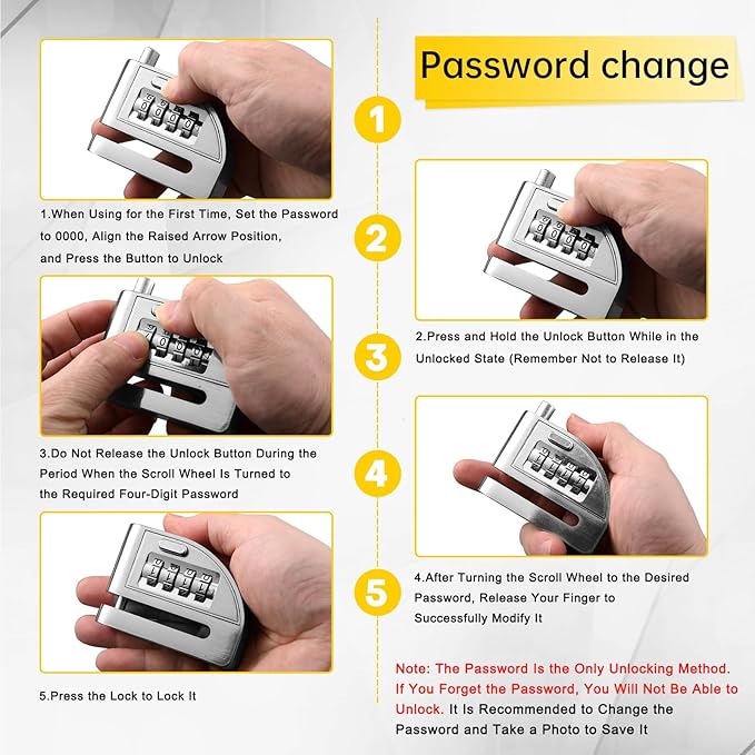 Motorcycle Disc Lock, Anti-Theft 4 Digit Combination, E-Bike, Scooter & Off-Road Motorcycle & Mountain Bike, Heavy Duty Keyless Security with High-Strength Alloy, No Alarm Mechanical Design
