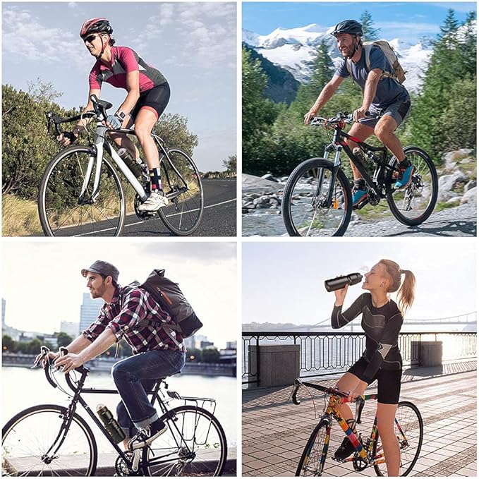 Ainiv Bike Water Bottle Cage with BPA-Free 800ml/28oz Bike Bottle, Black Gloss Strong Bike Water Bottle Holder, Bicycle Cup Holder, Cycling Bottle Holder for Road Bike and Mountain Bike, Black
