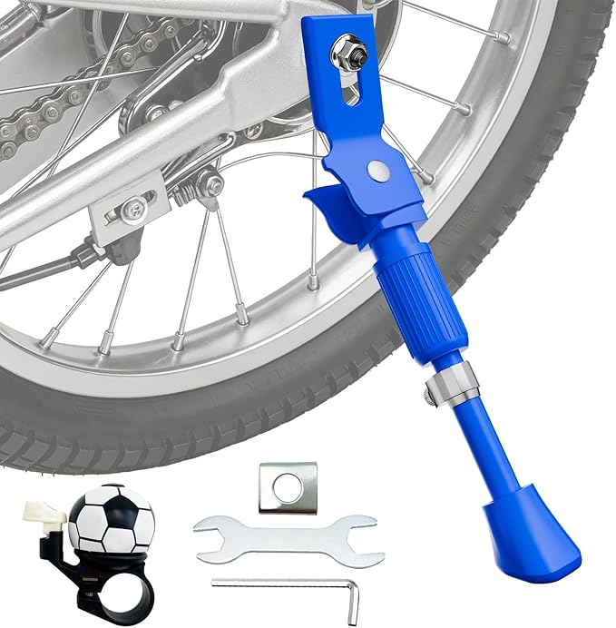 Kickstand for Kids Bike,Upgraded Adjustable Kids Bike Kickstand for 14 16 18 20 22 Inch Kids Bike,Aluminum Alloy Easy Install Universal Rear Kids Bicycle Kick Stand.(blue)