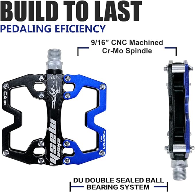 Mountain Bike MTB Pedals Parallel Bicycle Road Pedal 9/16 Inch Ultra-Light Flat Aluminum Alloy Sealed Bearing with Anti-Skid 1 Pair