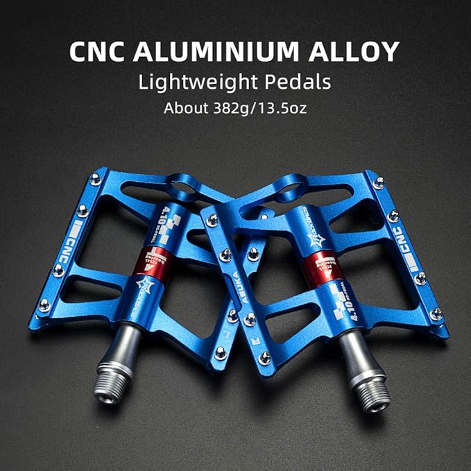 ROCKBROS 4 Bearings Mountain Bike Pedals MTB Padals Platform Flat Bike Pedals Aluminum Alloy 9/16"