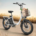 Electric Bike, 1000W Peak Folding Electric Bike, 486Wh 70 Miles Range Ebike, Waterproof Removable Battery, 7 Speed, 25 MPH Max, 20" Step-Thru Bicycle with Front Basket