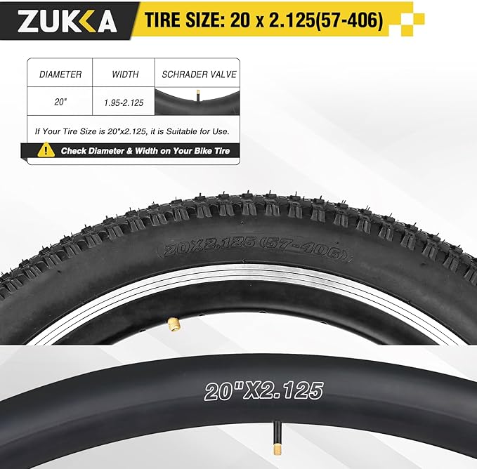 ZUKKA Bike Tire 20/24/26/27.5/29 x 2.125 Bike Tire 2 Pack Mountain Bike Tire Folding Replacement Tire for MTB Mountain Bike, Kids