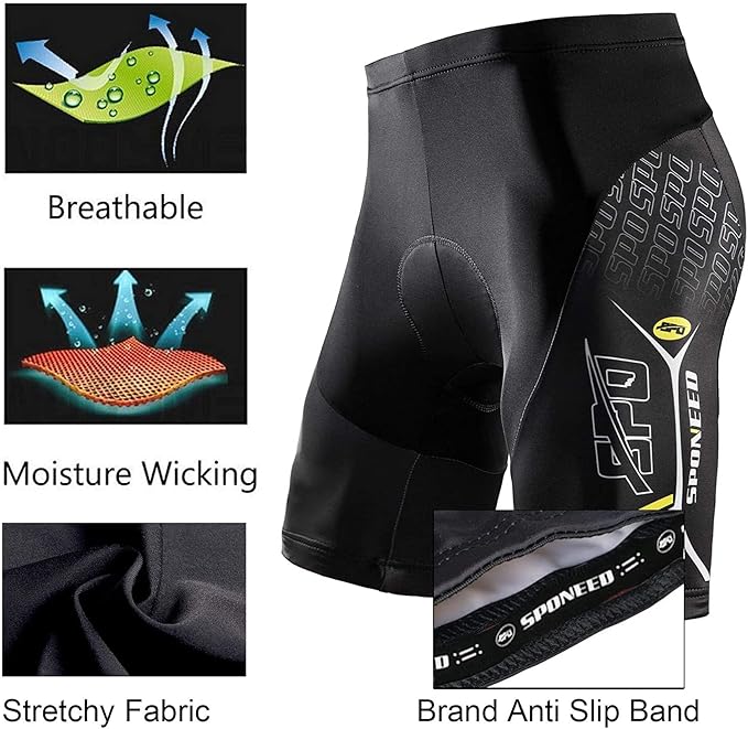 sponeed Men Bike Shorts Cushioned Biking Wear Gear Road Cycling Bottoms
