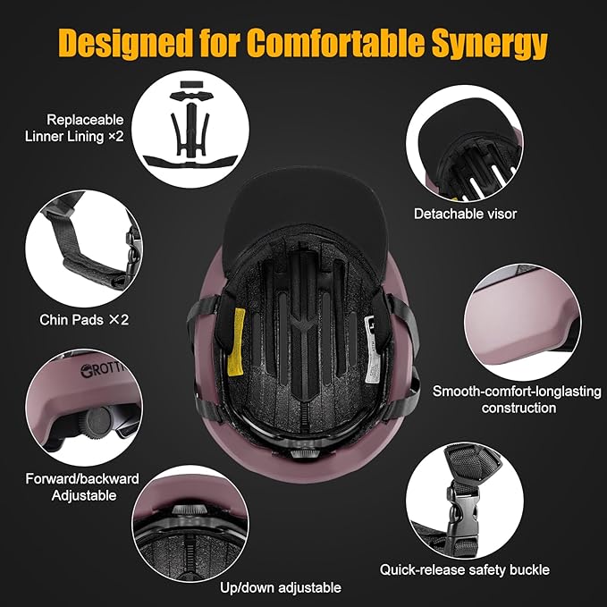 Urban-Smart Bike Helmet for Adult - Front & Rear LED Lights | Turn Signals Remote Control | Brake Warning Light | Removable Visor | Men Women Commuter Bicycle Helmet for E-Bike & Cycling