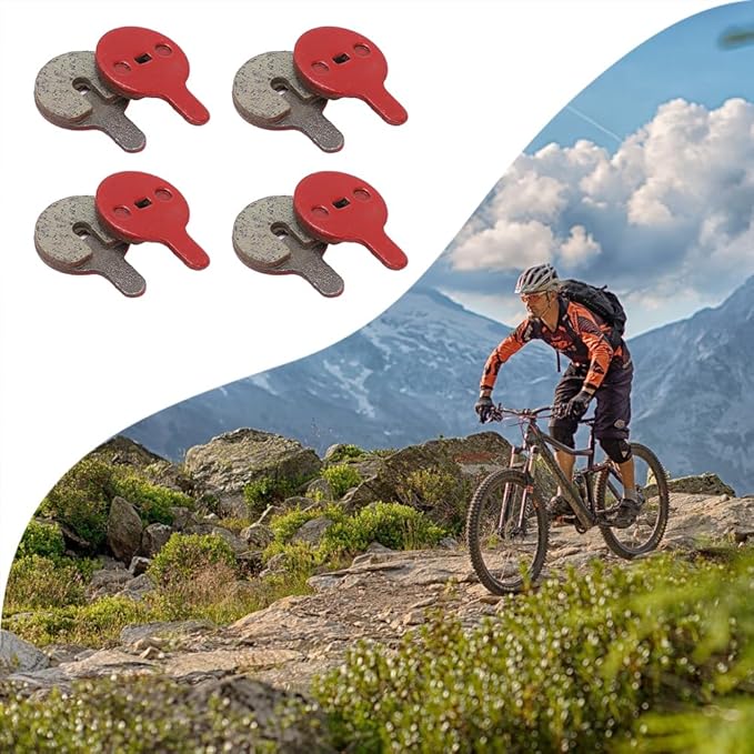 Bike Disc Brake Pads, Bicycle Resin Oil Brakes Pad Semi Metal Smooth Braking Low Noise Replacement Bicycle Pads Kit Cycling Mute 026 Accessory Set for BOL BB8 Mountain Electric Scooters 4 Pairs