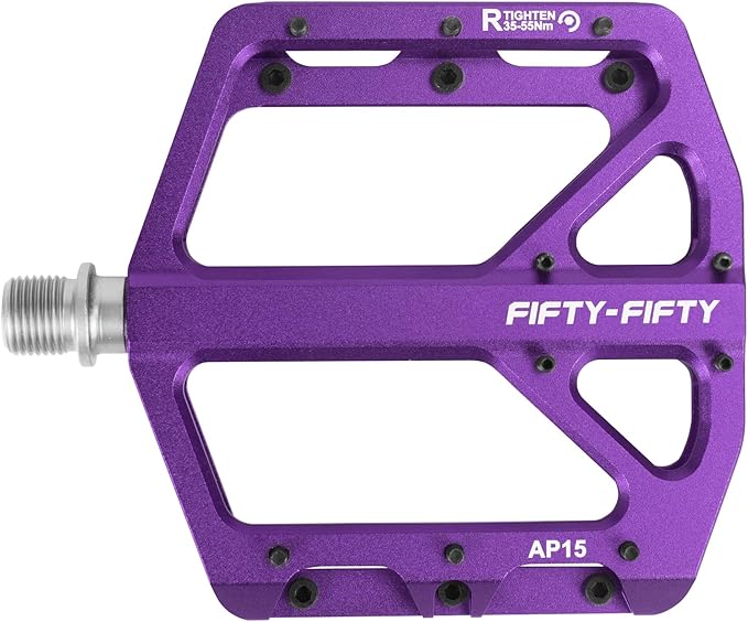 FIFTY-FIFTY Mountain Bike Pedals, Non-Slip and Aluminum Alloy Bicycle Flat Pedals, 9/16" Sealed Bearing, Lightweight and Wide Platform for All Mountain, Enduro, Downhill, E-Bike, MTB