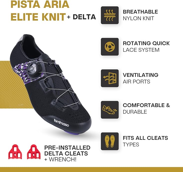 Tommaso Pista Elite SPD & Peloton Shoes for Women—Ready to Ride with Peloton Delta Cleat or SPD Cleats for Indoor Bikes—Explore Vareity Cycling Shoes & Bike Accessories