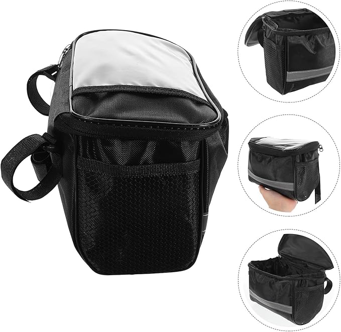 Bike Handlebar Bag for Road and Mountain Bikes Large Top Tube Storage Bag with Waterproof Material Front Frame Pouch for Cycling
