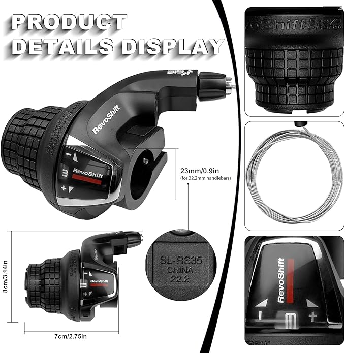 3 Speed Shifter SL-RS35-3L Bicycle Left Twist Shift Lever for Mountain Bike Commuter Bike Folding Bike