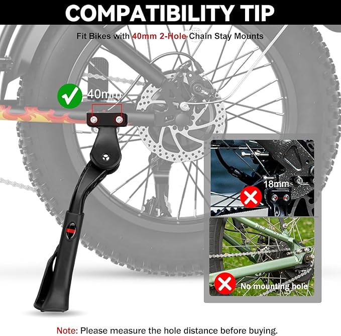 Adjustable Bike Kickstand Heavy Duty Rear Mount Kick Stand for 40mm 24-29 Inch Aluminum Kickstand for Adult Kids Bike Mountain Bike Ebike Mini Bike Electric Dirt Bike MTB