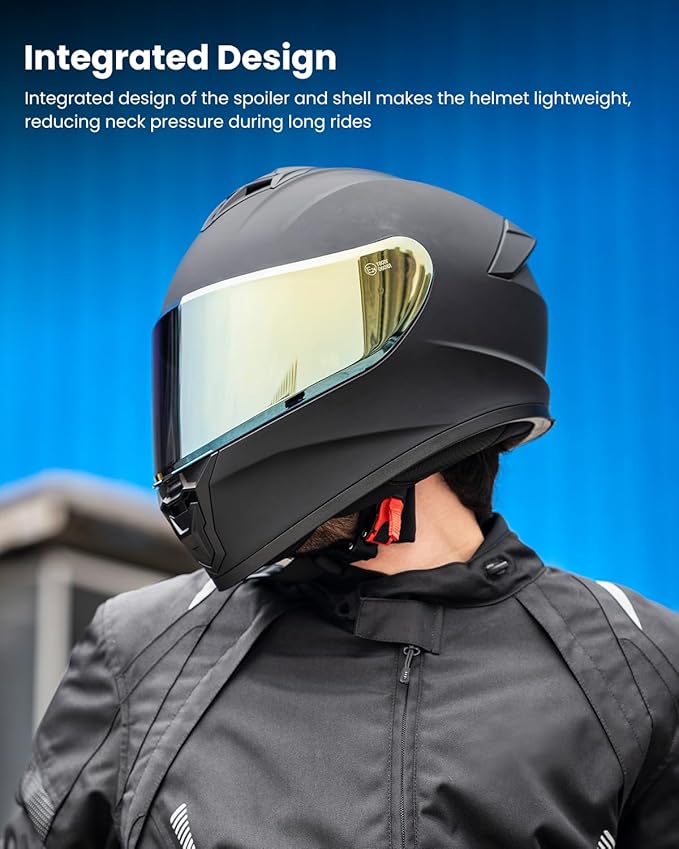 Motorcycle Helmets for Adult Men Women, Full Face Lightweight Street Bike Racing DOT Helmet with Extra Clear Visor Model AU-T801