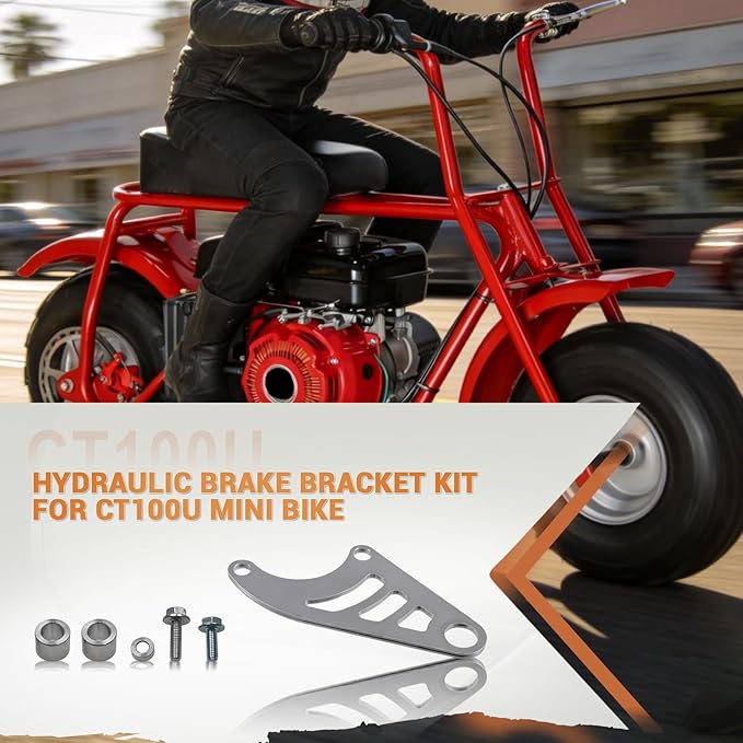 Mini Bike Hydraulic Brake Bracket for Coleman CT100U 98cc 3.0HP Minibike Powersport Rear Brake Caliper Mount Replacement Parts Silver