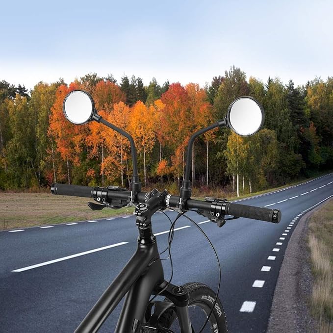 ROCKBROS Bike Mirror Handlebar Mount 360°Rotatable Adjustable Bicycle Rear View Mirror HD Wide Angle Clear Acrylic Convex Safe Bike Mirror for Mountain Road Bike Electric Motorcycle