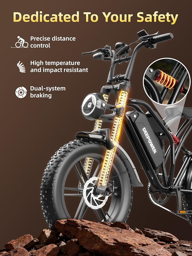 Rideon Electric Bike for Adults,1500W Peak Motor Ebike, Up to 120Miles 32MPH, Fat Tire Electric Bike with 48V 13AH /20AH/25AH Removable Battery