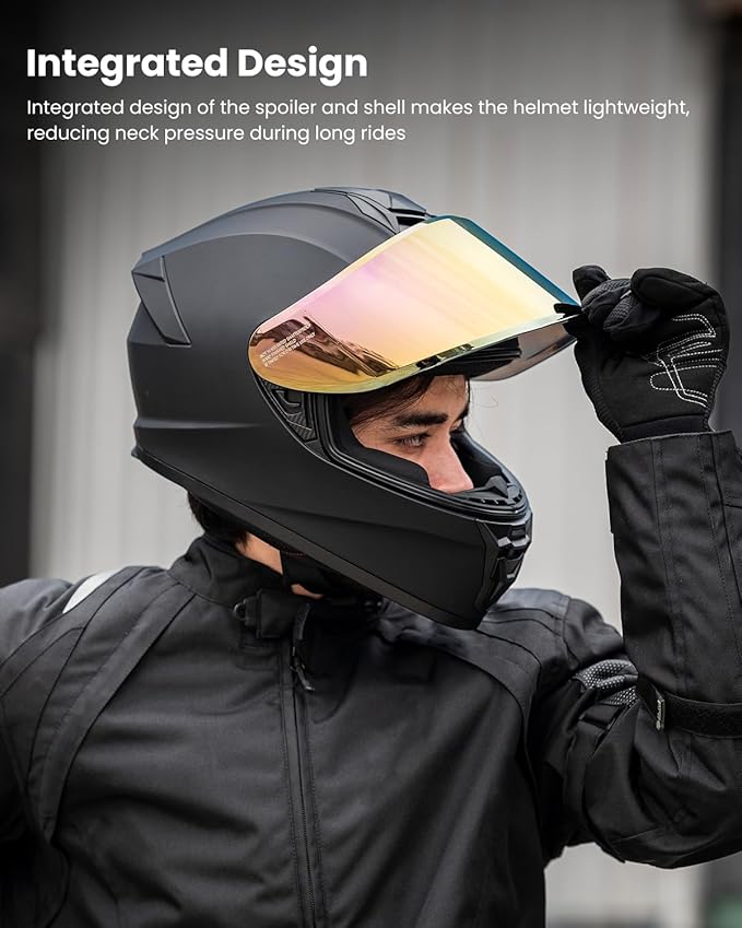 Motorcycle Helmets for Adult Men Women, Full Face Lightweight Street Bike Racing DOT Helmet with Extra Clear Visor Model AU-T801