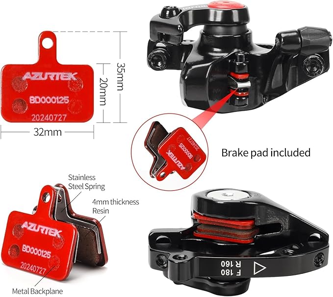 RUJOI Mechanical Disc Brake Caliper Set -Universal Front and Rear MTB Brake Calipers for Mountain, Roa dand Folding Bikes - Cable Actuated Update Replacement with Advanced Pad Adjustment&CPS Alignment