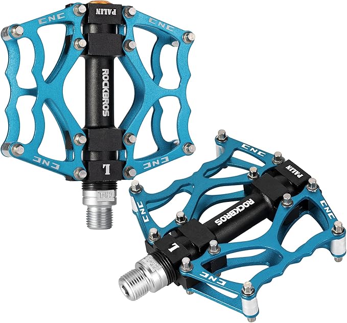 ROCKBROS Mountain Bike Pedals MTB Pedals CNC Non-Slip Lightweight Aluminum Alloy Bicycle Pedals Sealed Bearings Bicycle Platform Pedals 9/16" BMX Road Bike Pedal