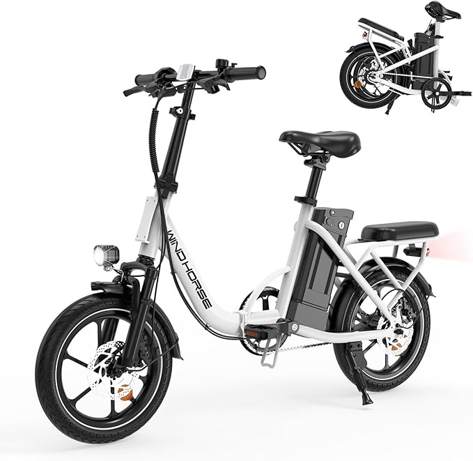 RIDWIND 16" Folding Electric Bike Adults, Peak 630W Adult Electric Bicycles, Up to 25 MPH and 35 Miles Foldable Ebikes, Electric Bike for Teens with 36V 8Ah Removable Battery, UL2849 Certificate