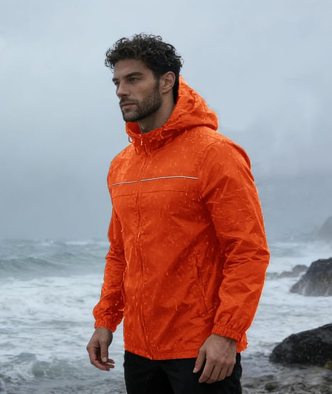SWISSWELL Mens Rain Jacket & Coats Packable Lightweight Waterproof Windbreaker Hooded for Golf Cycling Hiking