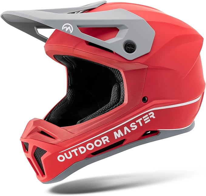 OutdoorMaster Full Face Mountain Bike Helmet for Men & Women - Durable, Impact Resistant, Ventilated, Adjustable Visor - Downhill Race BMX MTB Helmet