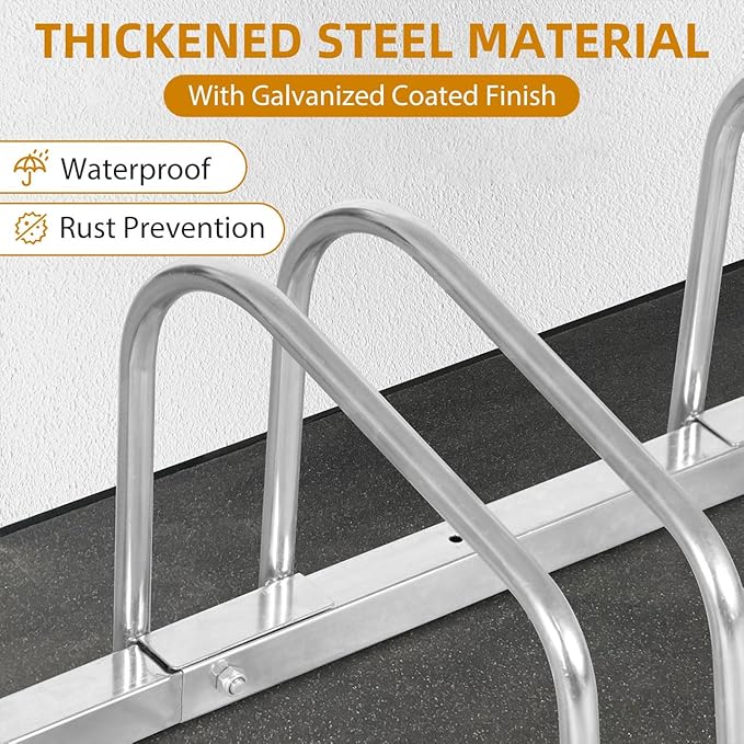F2C 1-6 Bike Floor Parking Rack Adjustable Bicycle Stand Organizer for Garage Storage, Indoor and Outdoor Silver