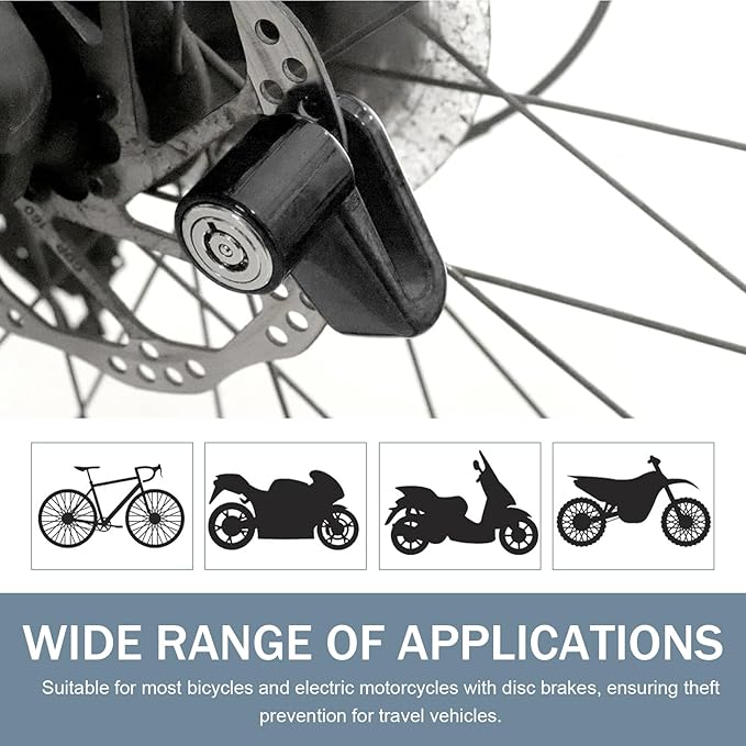 2 PCS Motorcycle Anti-Theft Disc Brake Locks, Heavy Duty Security Wheel Disc Lock with Holder & 2 Keys, Universal Safety Brake Lock for Motorcycle Bike Scooter (Black)