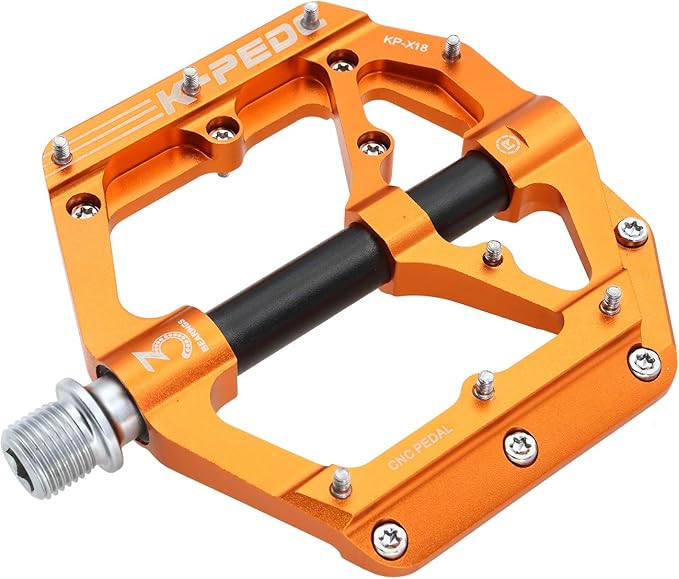 Aluminum Alloy 9/16" Bike Pedal MTB Wide Platform Flat Non-Slip Bicycle Pedals with 3 Bearings for Mountain Bikes, Road, BMX