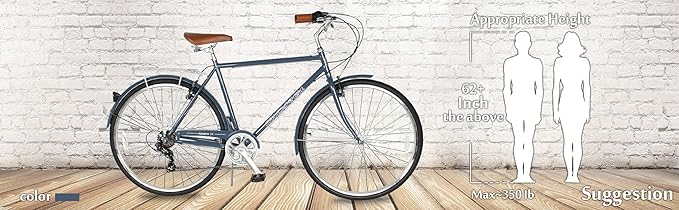 MICARGI 24/26 Inch Adult Cruiser Bicycle Hybrid Bike 1/7 Speeds Commuter Bike for Women, Men, Seniors,Step-Through or Step-Over Bike Steel Frame Multi Colors Style