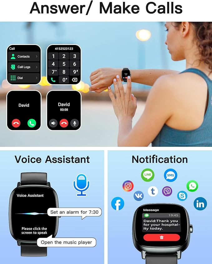 Smart Watches for Men Women with GPS Built-in, Answer/Make Calls, 1.95" Smartwatch for iPhone/Android Phones, Fitness Watch with Heart Rate/Sleep Monitor 100+ Sports Modes IP68 Waterproof (Black)