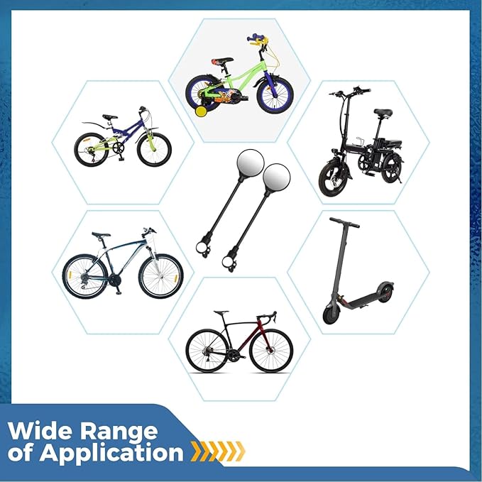 2PCS Bike Mirror Rear View Mirror 360°Rotatable Bicycle Mirrors for Handlebars,Adjustable Handlebar Wide Angle Safety Mirror for Mountain Road Bike E-bike