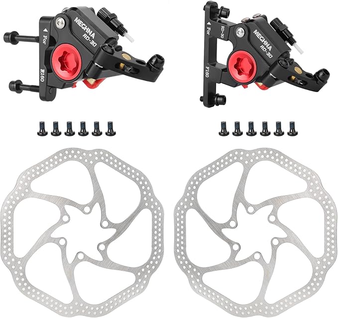 MEGHNA Hydraulic Disc Brake Set for Road Bike with 6 Bolts Brake Rotors and Brake Pads Lightweight Aluminum Line Pulling Hydraulic Brake Suitable for Racing Commuting Long Trip