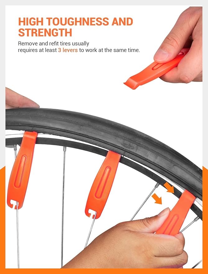 Bike Tire Levers| Ultra Strong Tire Levers & Stainless Steel Tire Spoons, Bike Tire Removal Tool for Road or Mountain Bike Tires, Must Have Bike Tire Tool in Bike Tire Repair Kit